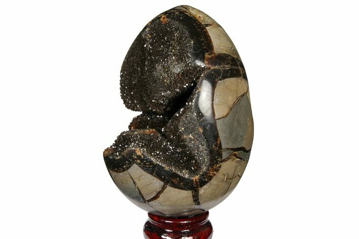Septarian Dragon Egg Geode - Black Crystals #120914